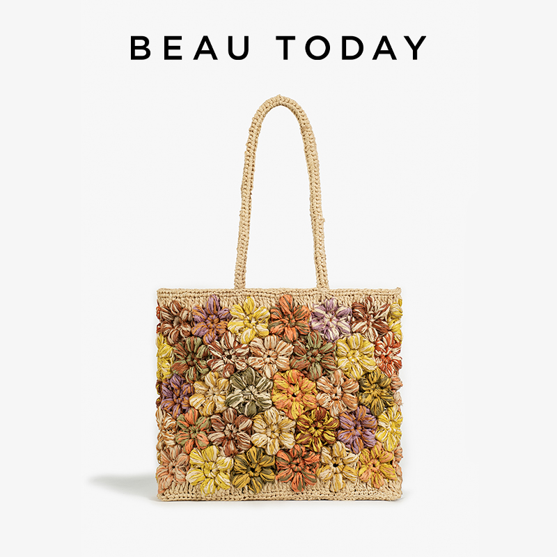 Women'S Raffia Bags - BEAUTODAY Tote Bags Dames Raffia Gemengde