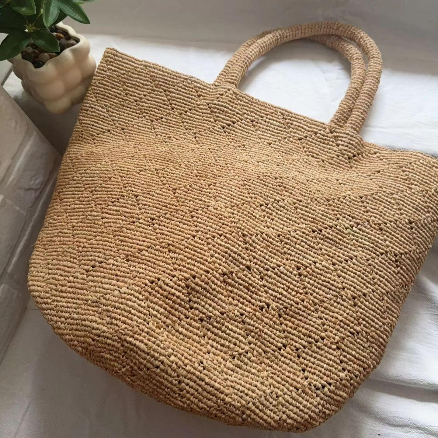 Handgebreide strandtas voor da - Women'S Raffia Bags recensie en prijs
